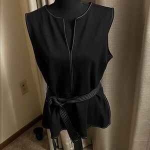 SPANX Black Sleeveless Blouse with Belt